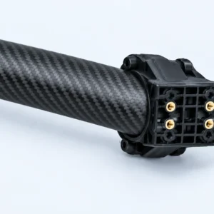 Close view of the opposite end mounting interface on a carbon-fibre folding arm