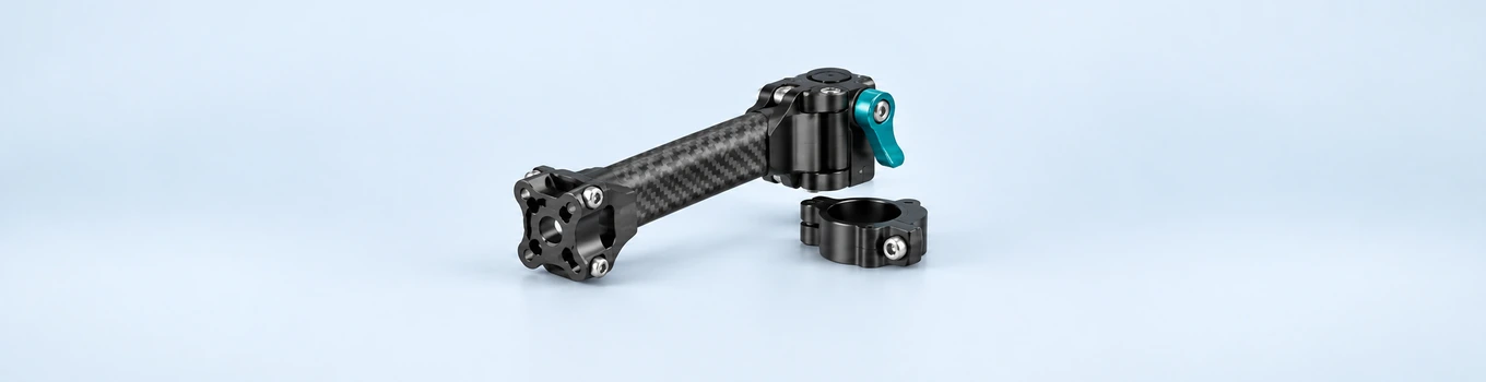 Illustration of civilian drone carbon-fiber frame arm, folding joint and clamp
